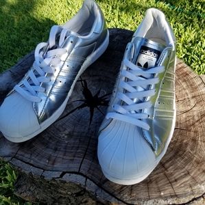 silver Adidas Superstar original
